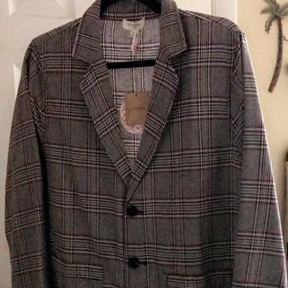NWT Plaid Button Up Blazer Jacket - Picture 3 of 4
